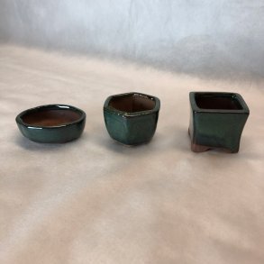 Bonsai-sk�le, MINI, glaseret m�rkegr�n