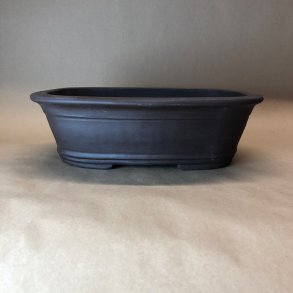 Bonsai-sk�l, uglaseret, rektangul�r, runde hj�rner, med kant