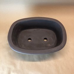 Bonsai-sk�l, uglaseret, rektangul�r, runde hj�rner, med kant