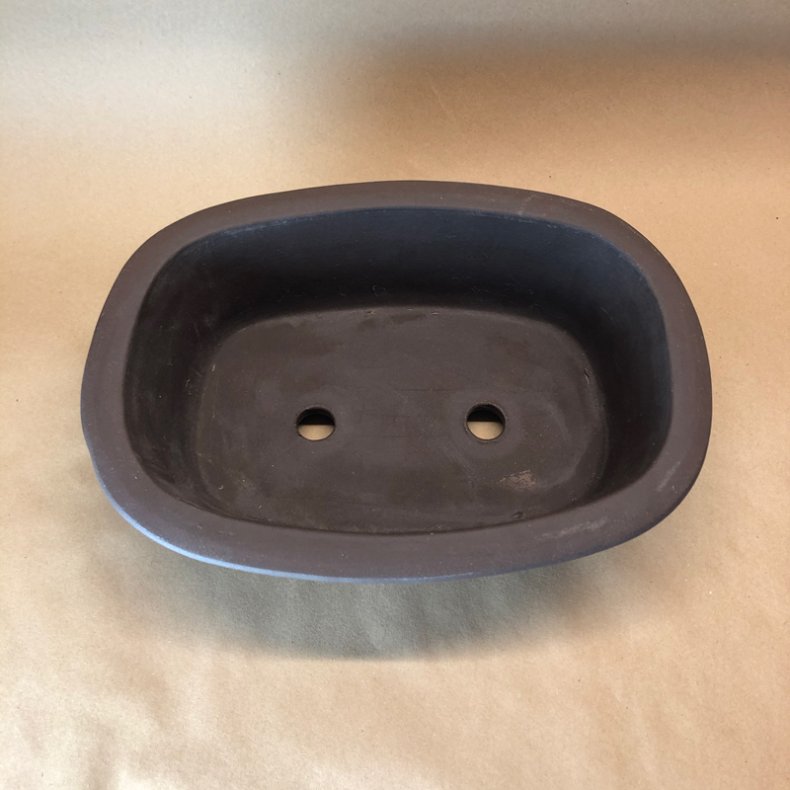 Bonsai-sk�l, uglaseret, rektangul�r, runde hj�rner, med kant