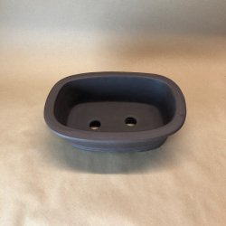 Bonsai-sk�l, uglaseret, rektangul�r, runde hj�rner, med kant