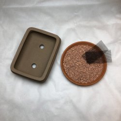 Bonsai-sk�l, str. 1, uglaseret, rektangel, kant, runde hj�rner